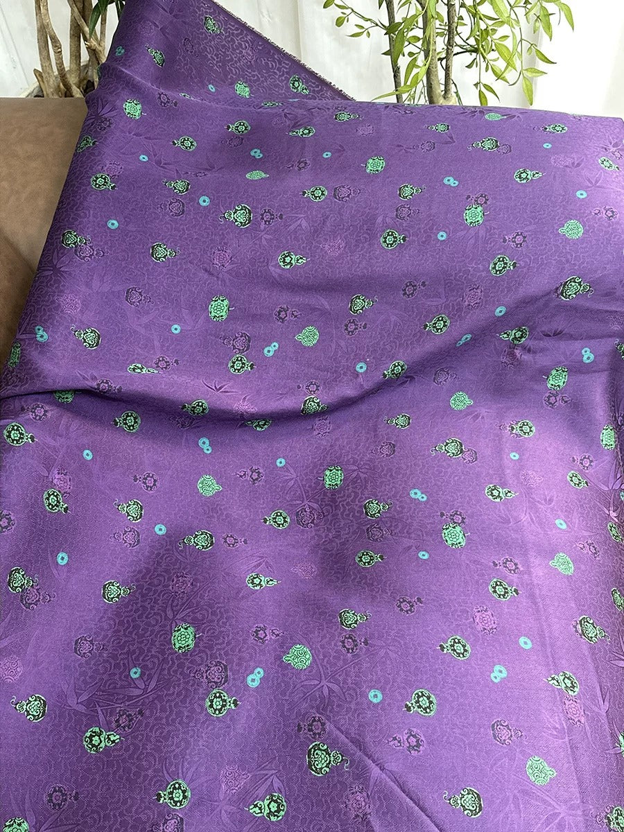 XYZDHL - Plant dyed HongYunSha Silk fabric, Openwork HUALUO, 26 momme 110cm wide by the Yard
