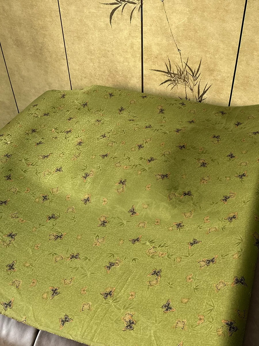 XYLDHD - Plant dyed HongYunSha Silk fabric, Openwork HUALUO, 26 momme 110cm wide by the Yard
