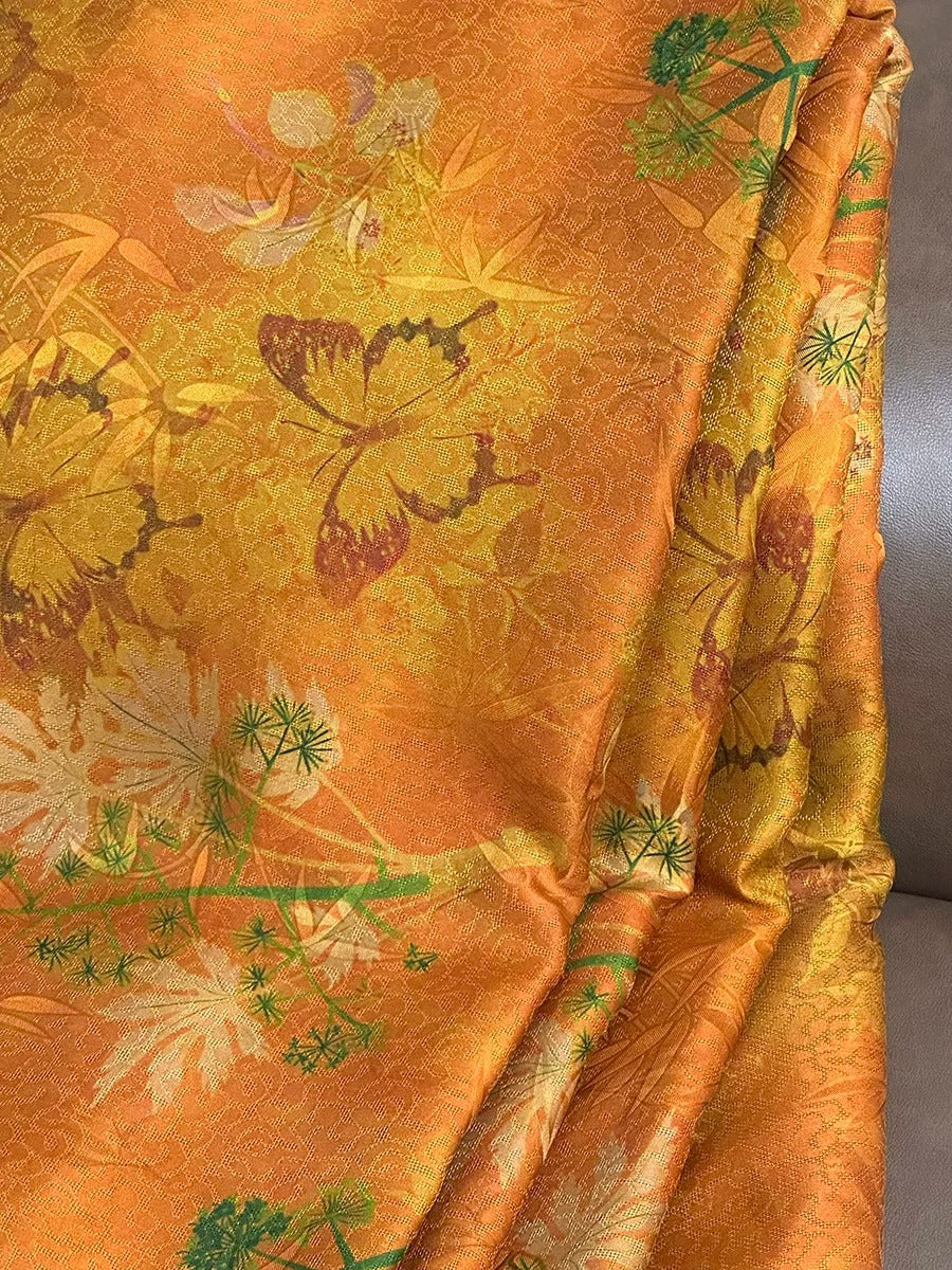 XYJSHDH - Plant dyed HongYunSha Silk fabric, Openwork HUALUO, 26 momme 110cm wide by the Yard