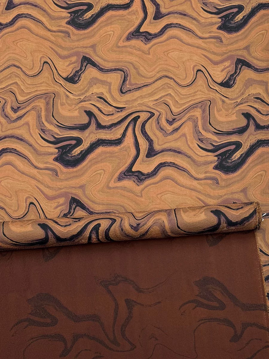 XYHBLW - Plant dyed HongYunSha Silk fabric, Openwork HUALUO, 25 momme 110cm wide by the Yard