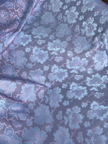 XYLN019- Leno silk fabric, purple peony,  25 momme 114cm wide by the yard