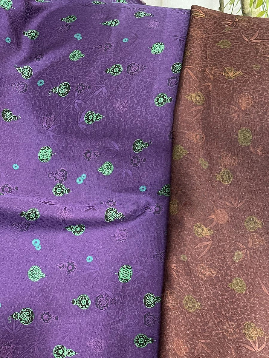 XYZDHL - Plant dyed HongYunSha Silk fabric, Openwork HUALUO, 26 momme 110cm wide by the Yard