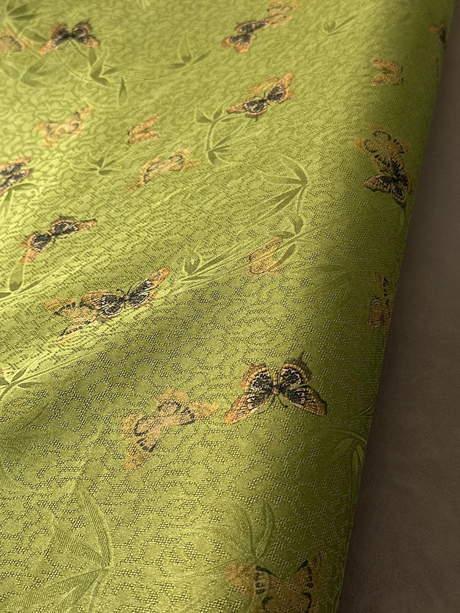 XYLDHD - Plant dyed HongYunSha Silk fabric, Openwork HUALUO, 26 momme 110cm wide by the Yard