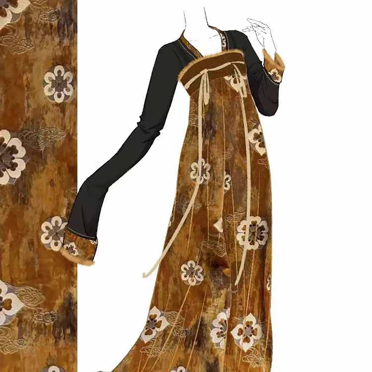 XYYHSR013 - Hot Stamping Metallic Silk Velvet Fabric, 138cm wide by the Yard