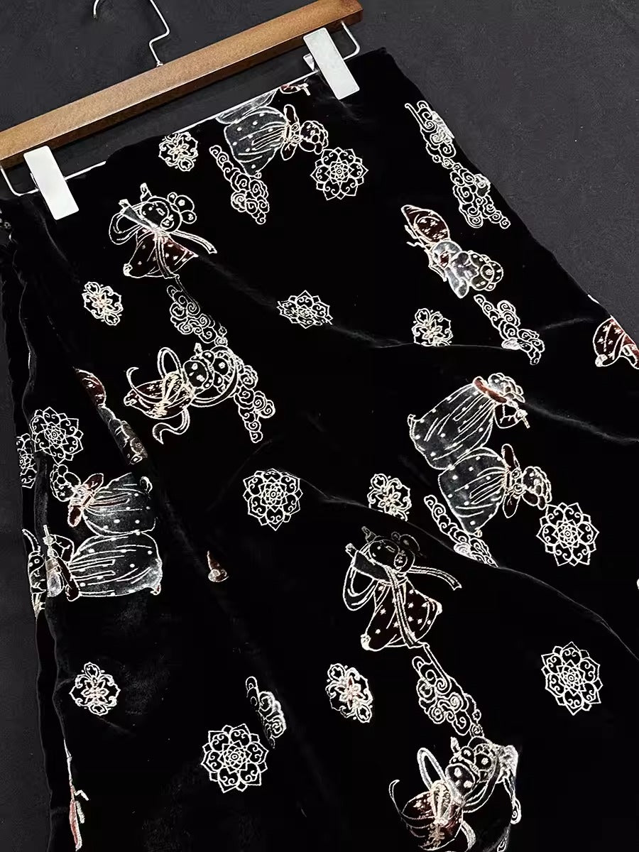 XYYHSR016 - Hot Stamping Metallic Silk Velvet Fabric, 140cm wide by the Yard