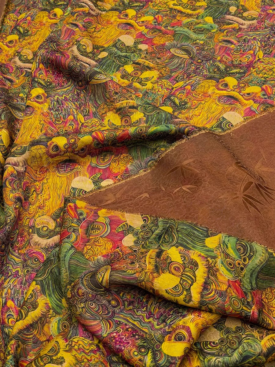 XYXSQL - Plant dyed HongYunSha Silk fabric, Openwork HUALUO, 25 momme 110cm wide by the Yard