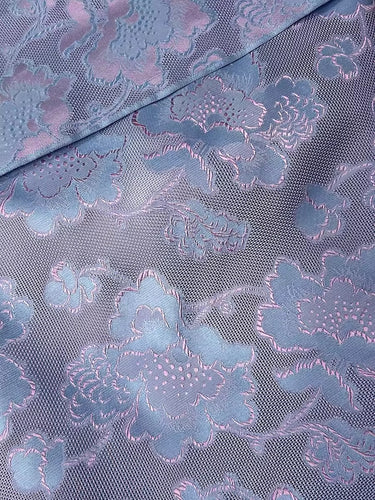 XYLN019- Leno silk fabric, purple peony,  25 momme 114cm wide by the yard