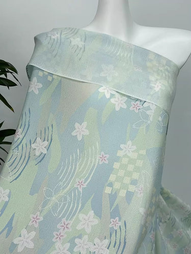 XYLN049 - Leno silk fabric with beautiful prints, peach blossom, 114cm wide by the yard