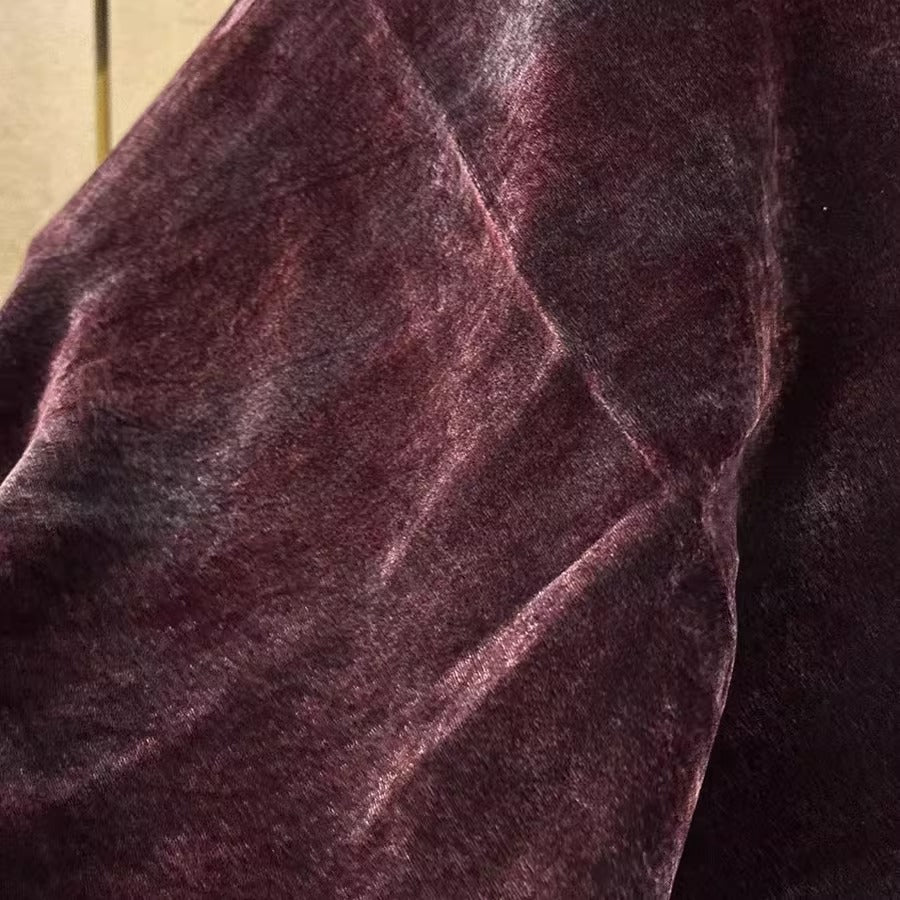 XYYHSR011 - Plant-dyed Print Silk Velvet Fabric, 140cm wide by the Yard