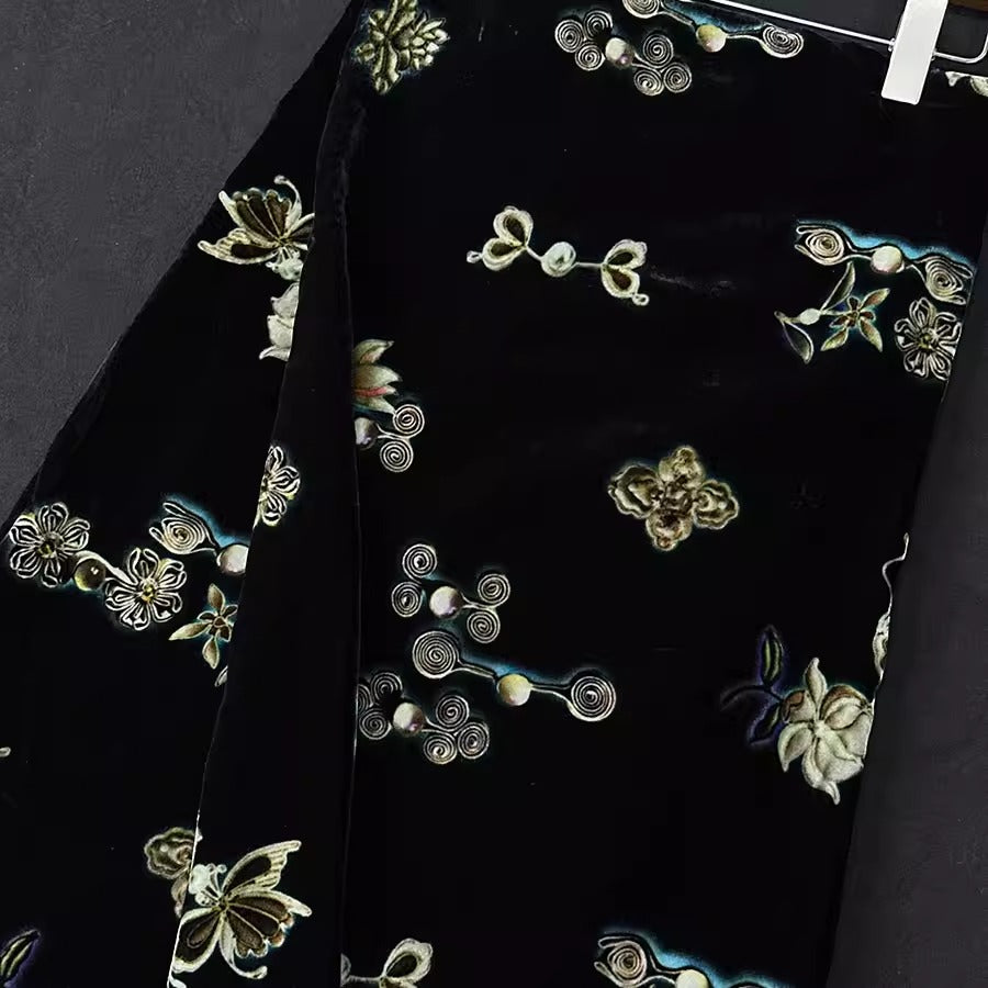 XYYHSR040 - Print Silk Velvet Fabric, 140cm wide by the Yard