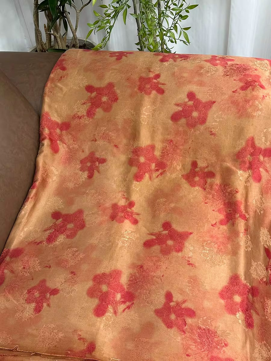 XYHYS 提花缎花萝- Jacquard HUALUO Hongyunsha silk fabric, 25 momme openwork texture, 110cm by the Yard