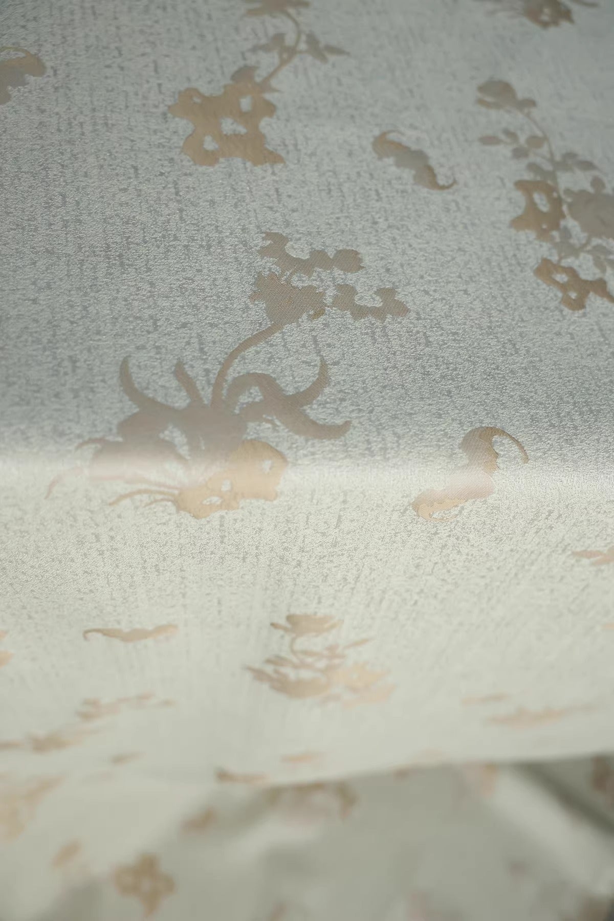 SJKSM017- Jacquard silk wool blend fabric, 41 momme ,cream yellow, 135cm wide by the yard