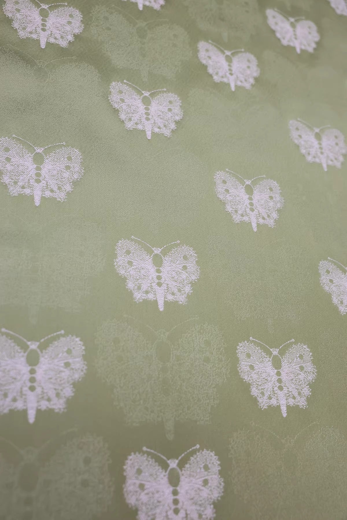 SJKSM003- Jacquard silk wool blend fabric,  matcha green 135cm wide by the yard