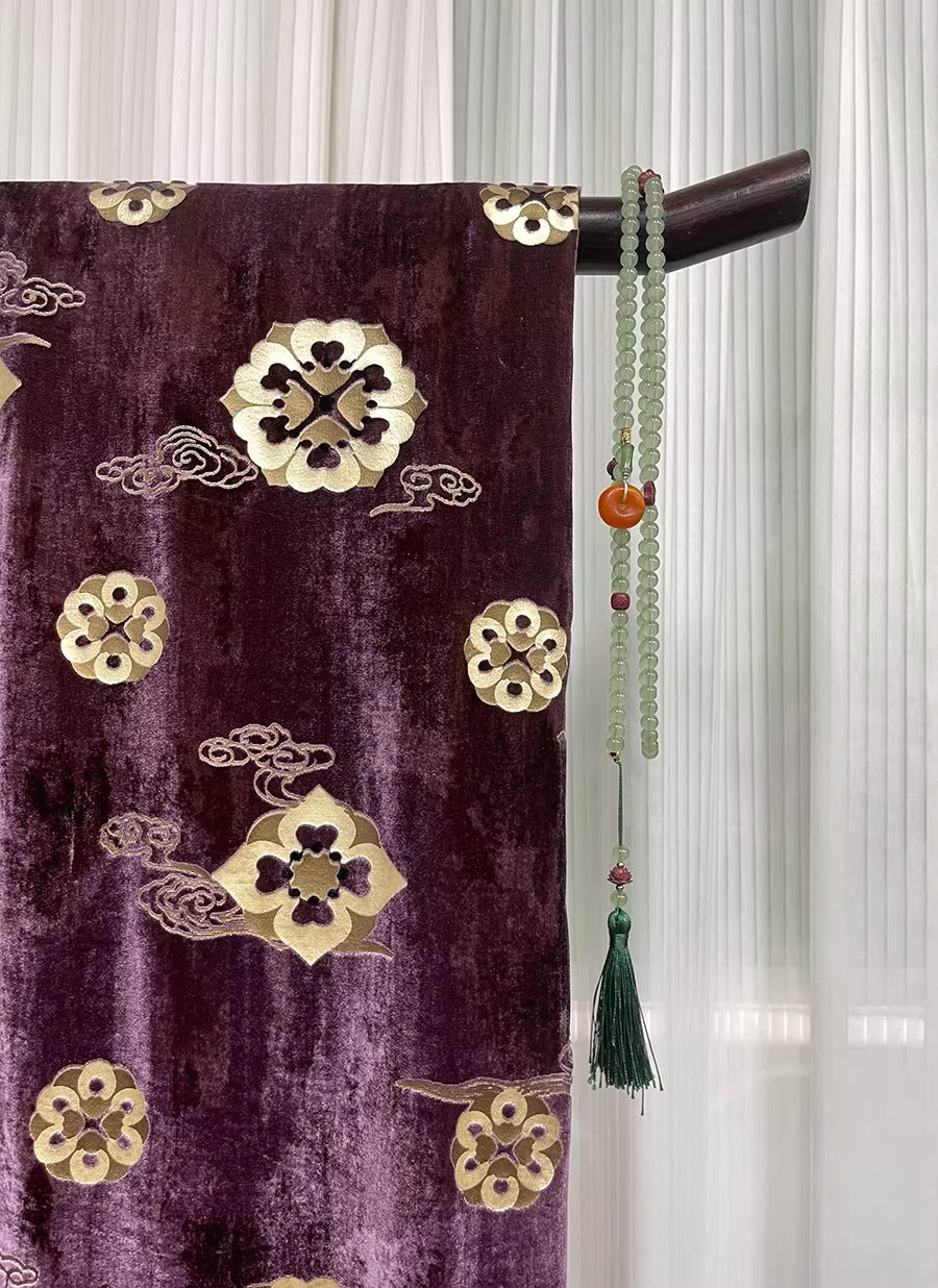 XYYHSR013 - Hot Stamping Metallic Silk Velvet Fabric, 138cm wide by the Yard