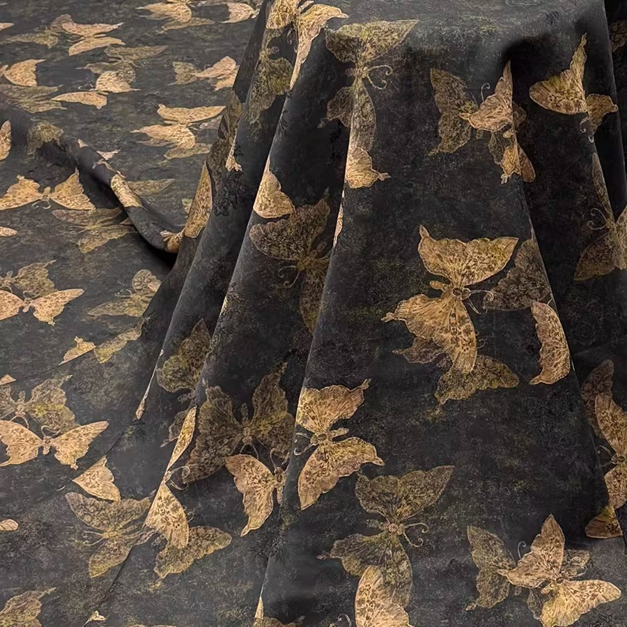 XYHYS 流影蝴蝶- Jacquard HUALUO Hongyunsha silk fabric, 25 momme openwork texthture, 110cm by e Yard