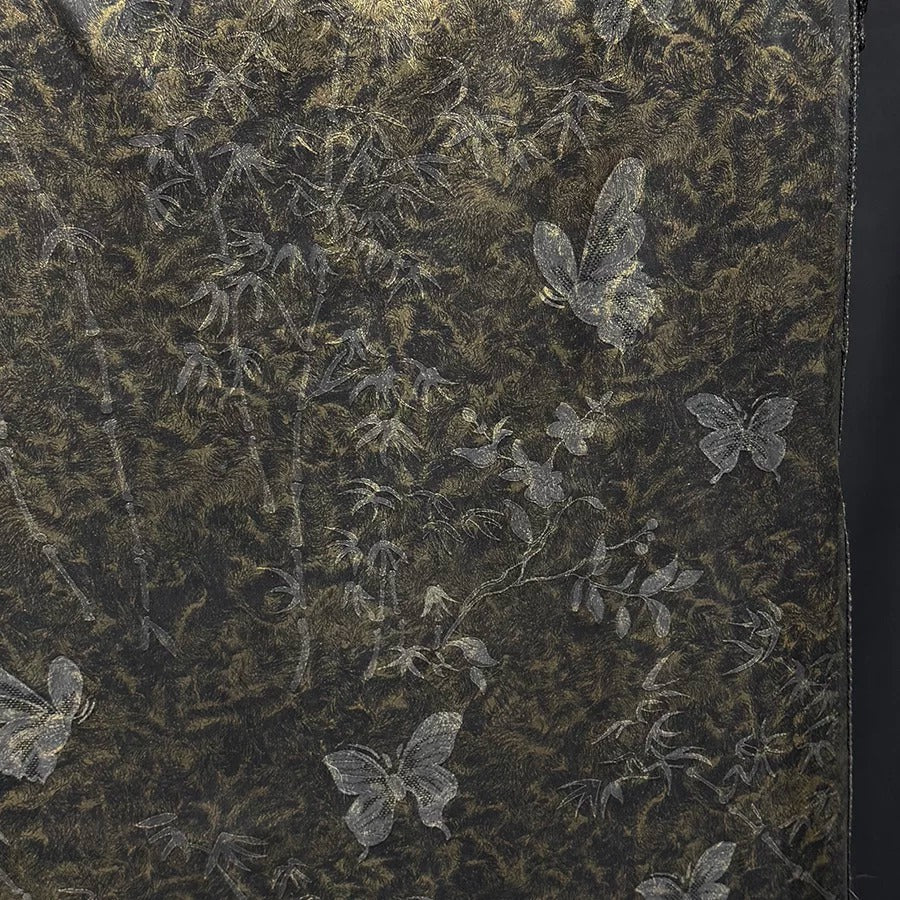 鎏金蝴蝶 Mud Silk fabric, Jacquard HUALUO, 25 momme 110cm wide by the Yard