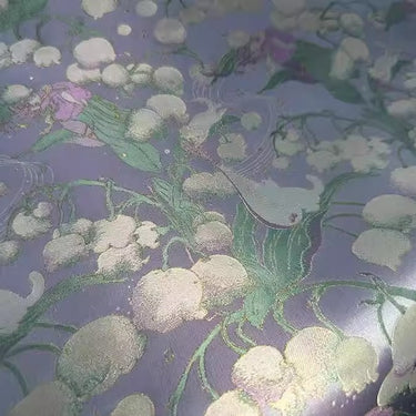 XYLDXSJ 铃兰仙音紫绿色- Gilt-Thread Song Brocade 织金宋锦, 38 momme 140cm wide by the yard