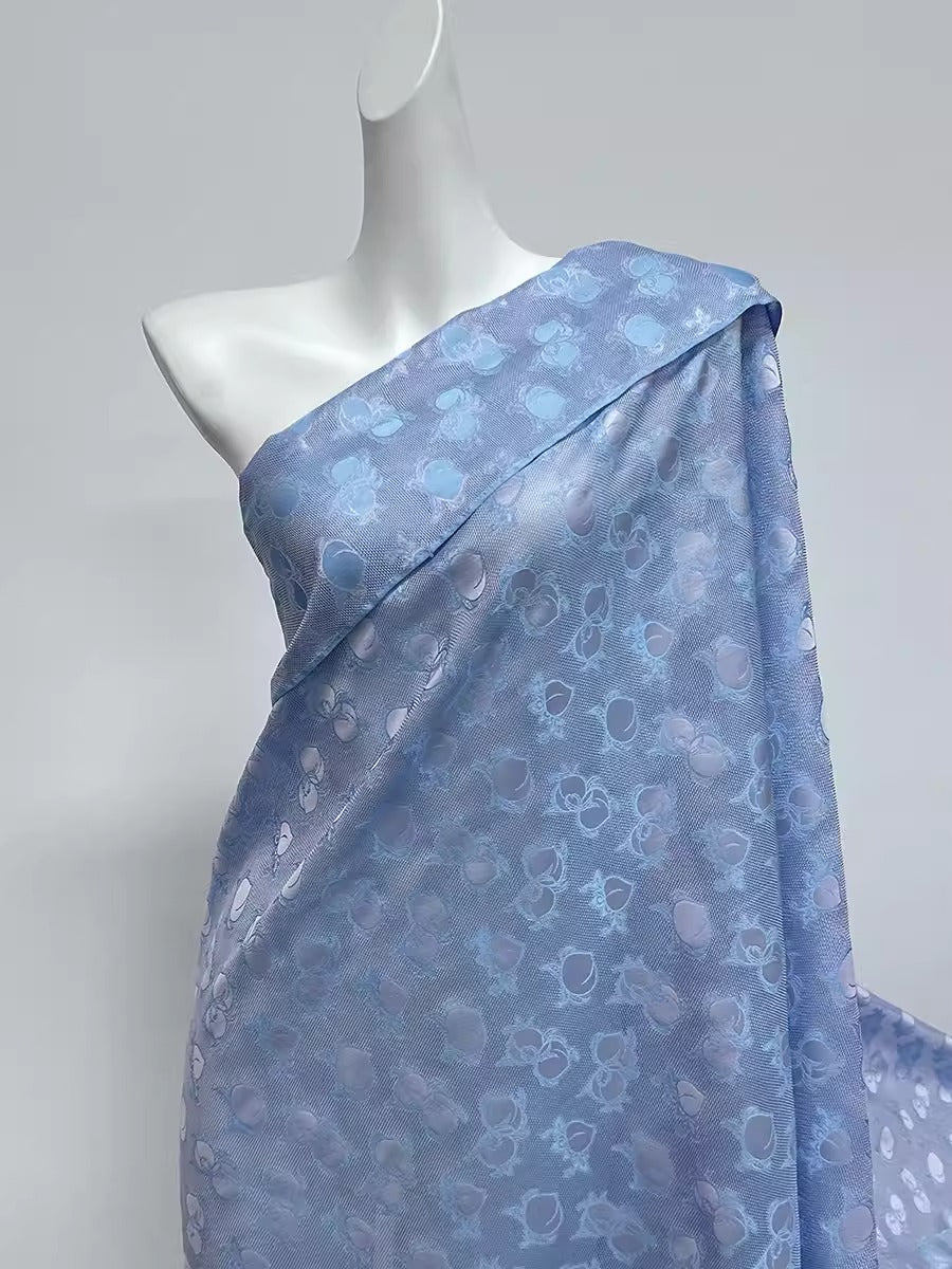 XYLN016 - Leno silk fabric, blue peach,  25 momme 114cm wide by the yard