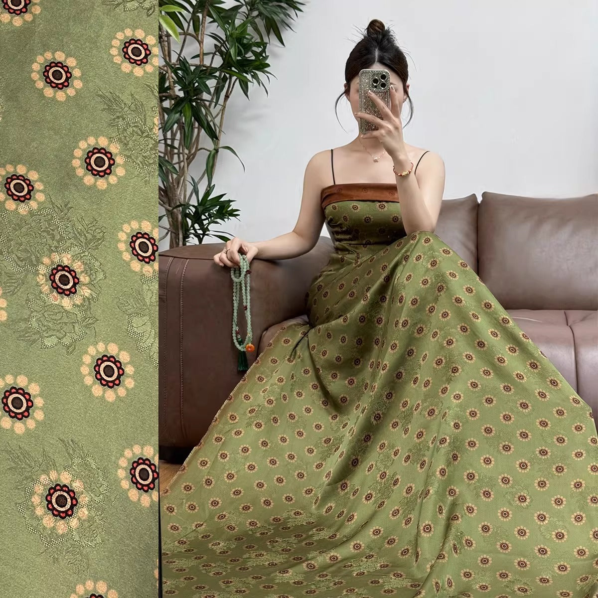 XYHYS 太阳花- Jacquard HUALUO Hongyunsha silk fabric, 26 momme openwork texture, 110cm by the Yard