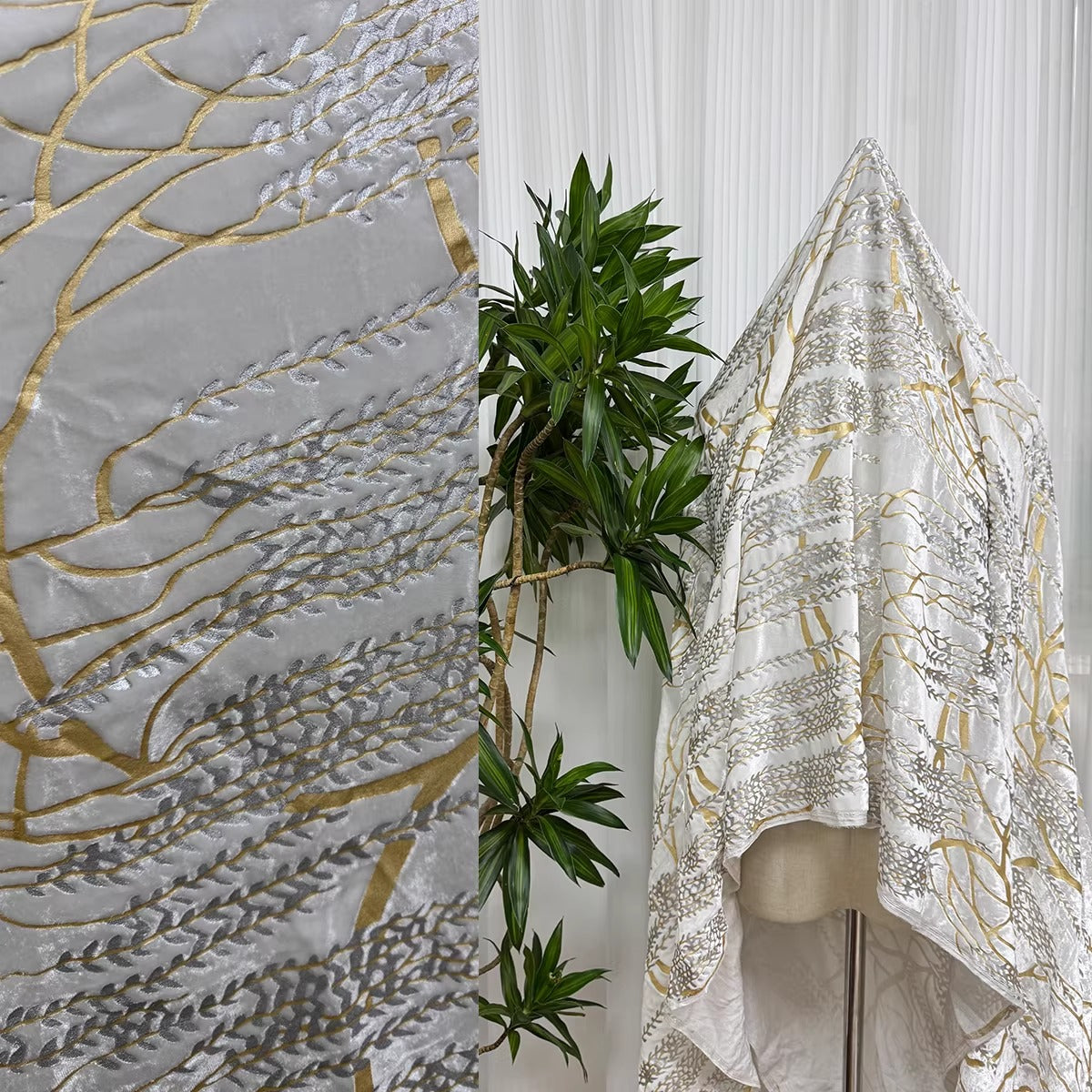 XYYHSR057 - Jacquard Silk Velvet Fabric, 140cm wide by the Yard