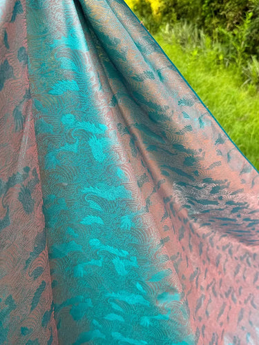 李德喜。四经八纬色织罗XYLN009 - Leno silk fabric, red and blue,  25 momme 114cm wide by the yard