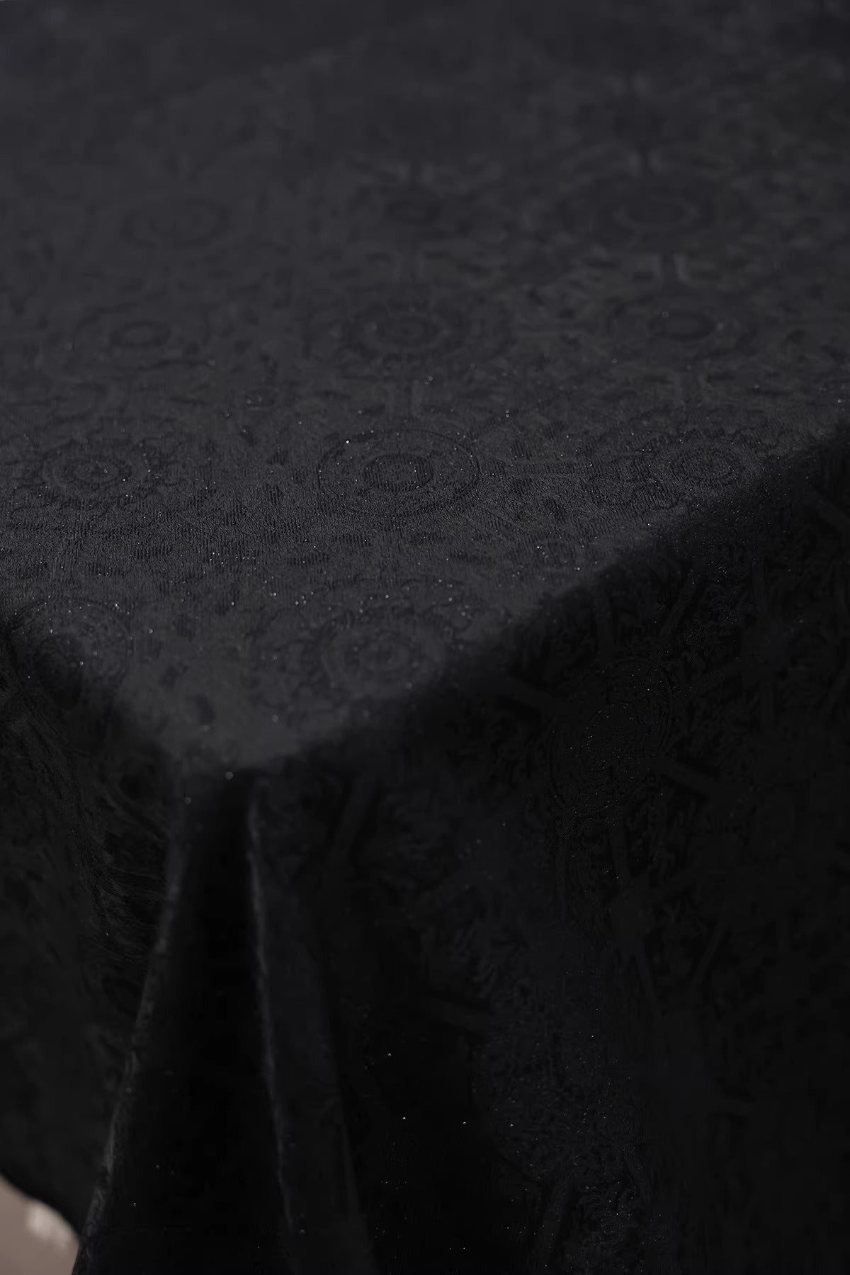 SJKSM012- Jacquard silk wool blend fabric, 45 momme ,black, 135cm wide by the yard