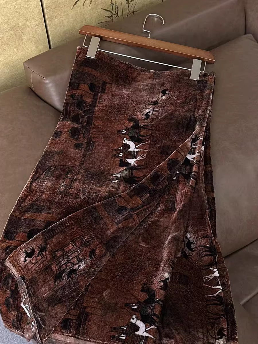 XYYHSR050 - Print Silk Velvet Fabric, 140cm wide by the Yard