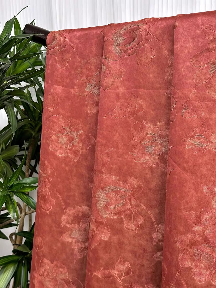 XYHYS 对花描金- Jacquard HUALUO Hongyunsha silk fabric, 25 momme openwork texture, 110cm by the Yard