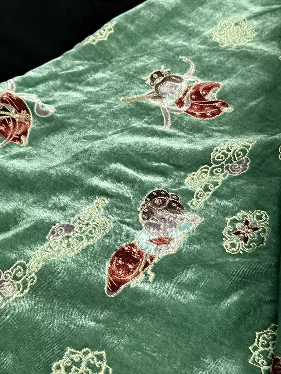 XYYHSR016 - Hot Stamping Metallic Silk Velvet Fabric, 140cm wide by the Yard