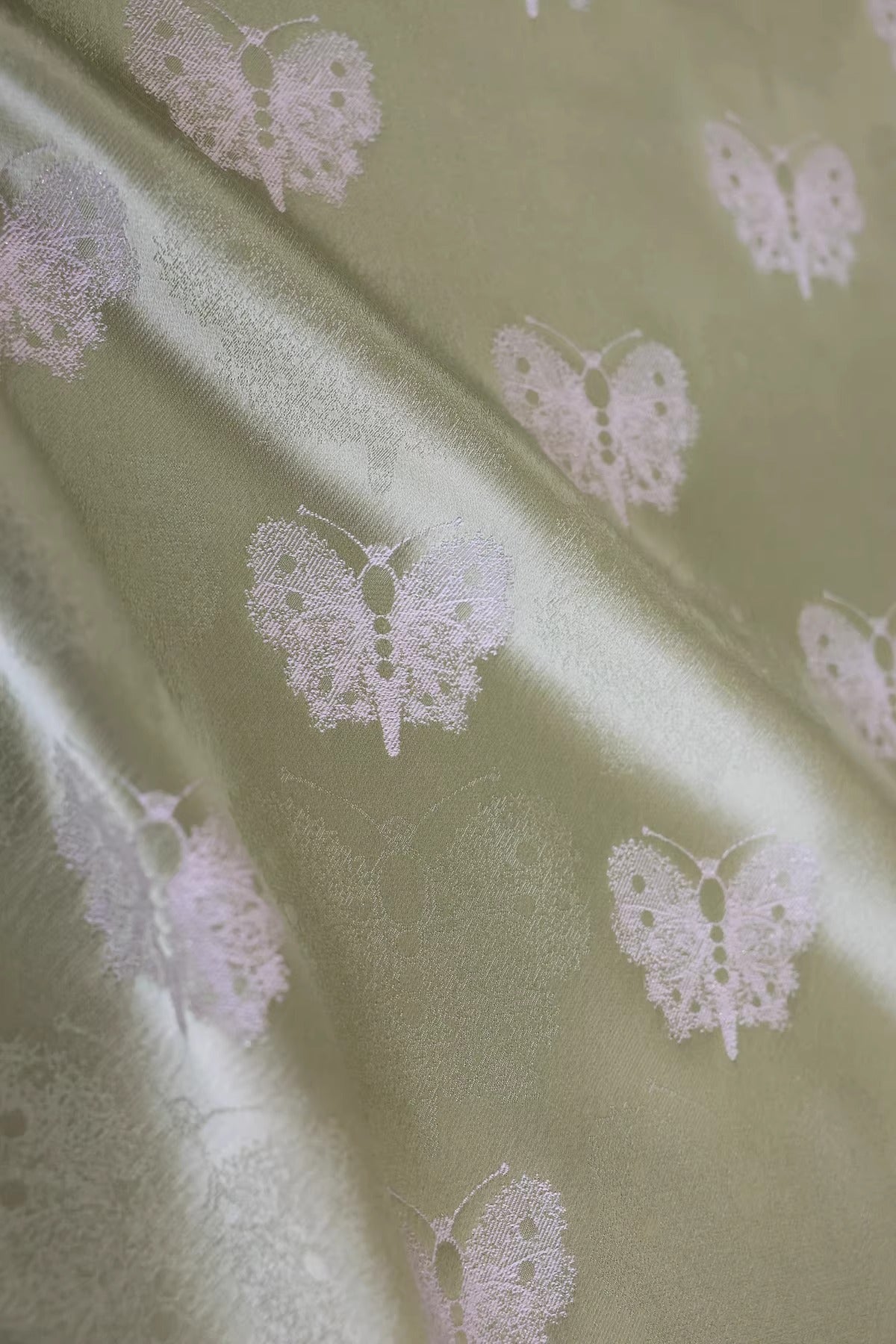 SJKSM003- Jacquard silk wool blend fabric,  matcha green 135cm wide by the yard