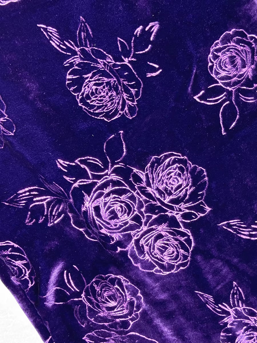 XYYHSR012 - Hot Stamping Metallic Silk Velvet Fabric, 140cm wide by the Yard