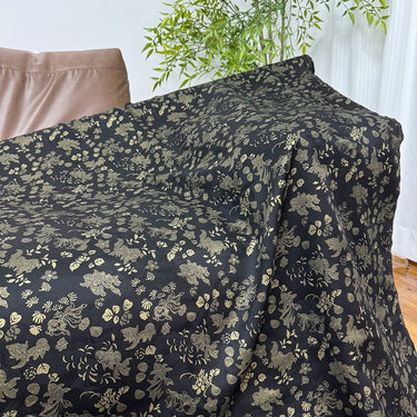 烫金金鱼 Mud Silk fabric, Jacquard HUALUO, 27 momme 110cm wide by the Yard