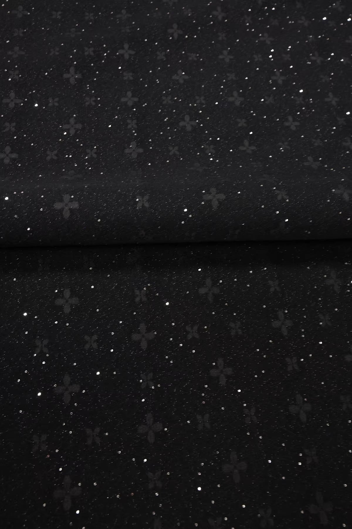 SJKSM008- Jacquard silk wool blend fabric,  55 momme ,flower black , 135cm wide by the yard