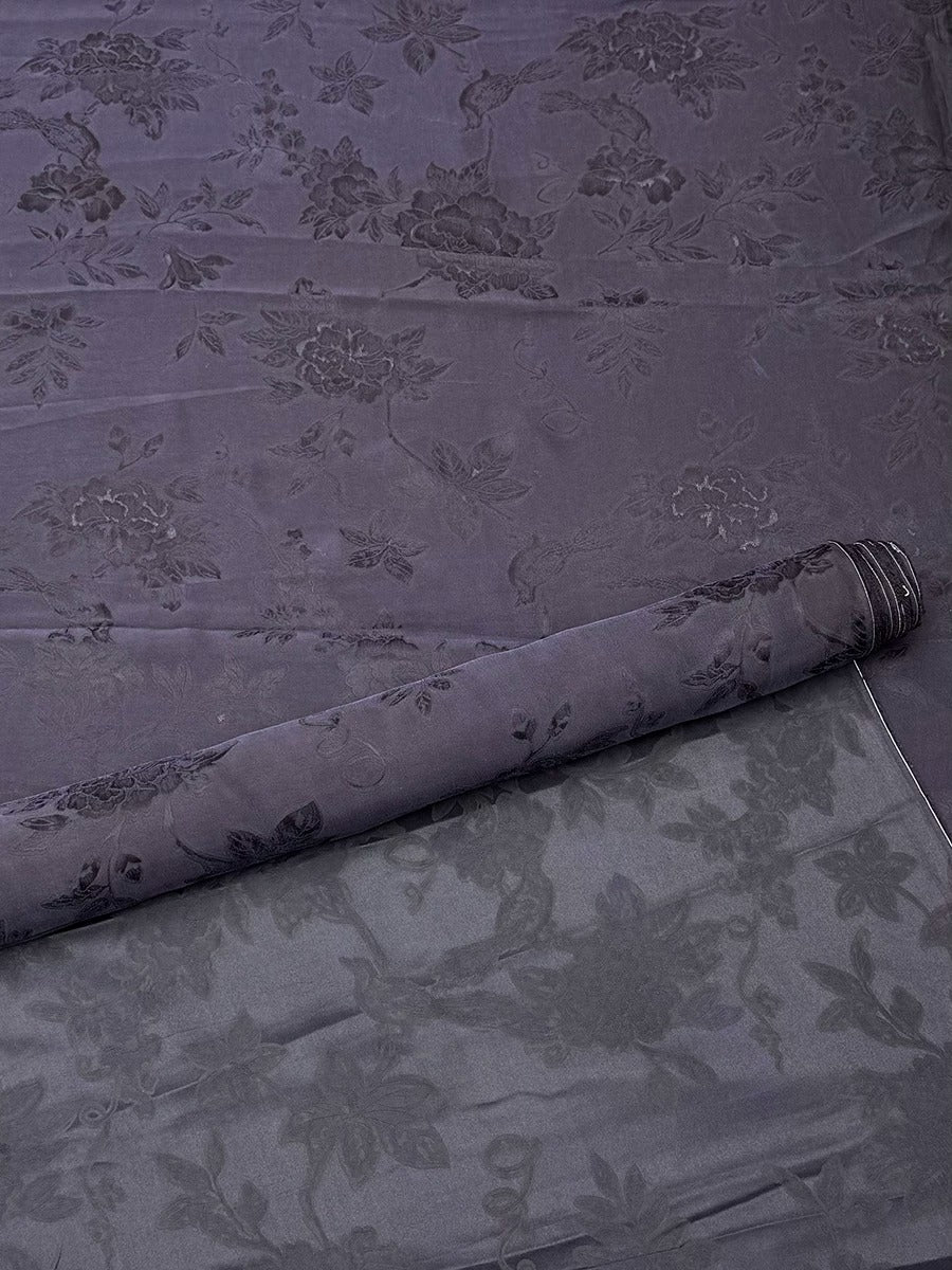 缠枝 Mud Silk fabric, Jacquard HUALUO, 26 momme 110cm wide by the Yard