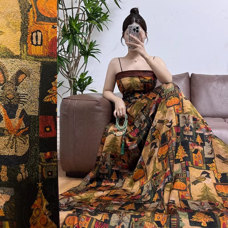 XYHYS 格林童话- Jacquard HUALUO Hongyunsha silk fabric, 26 momme openwork texture, 110cm by the Yard