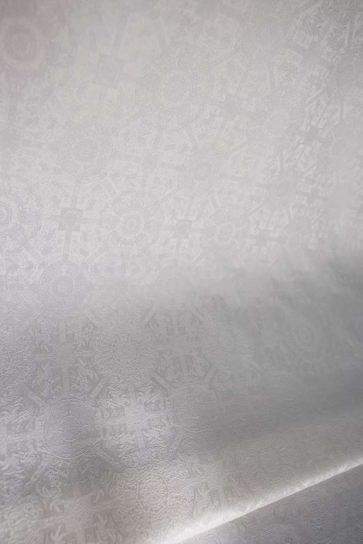 SJKSM009- Jacquard silk wool blend fabric,  45 momme ,white , 135cm wide by the yard