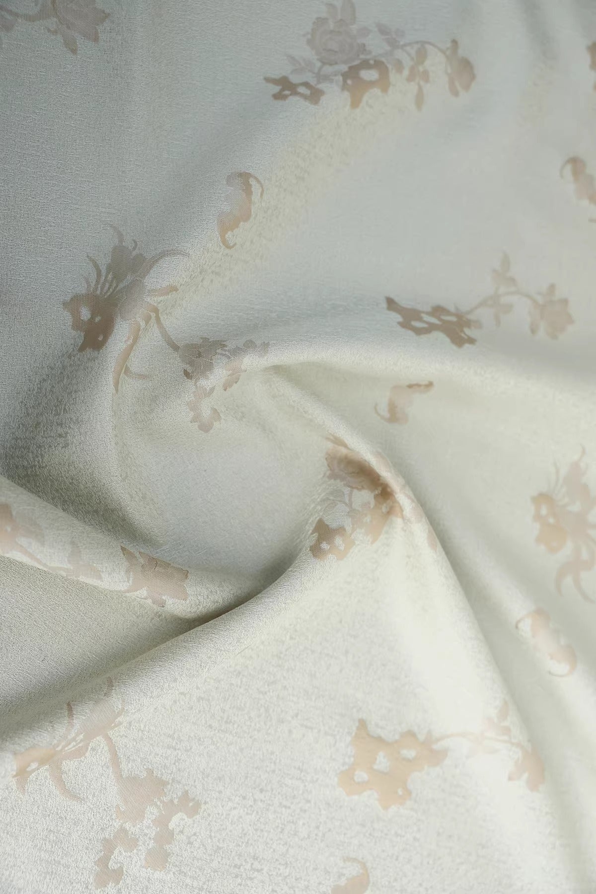 SJKSM017- Jacquard silk wool blend fabric, 41 momme ,cream yellow, 135cm wide by the yard
