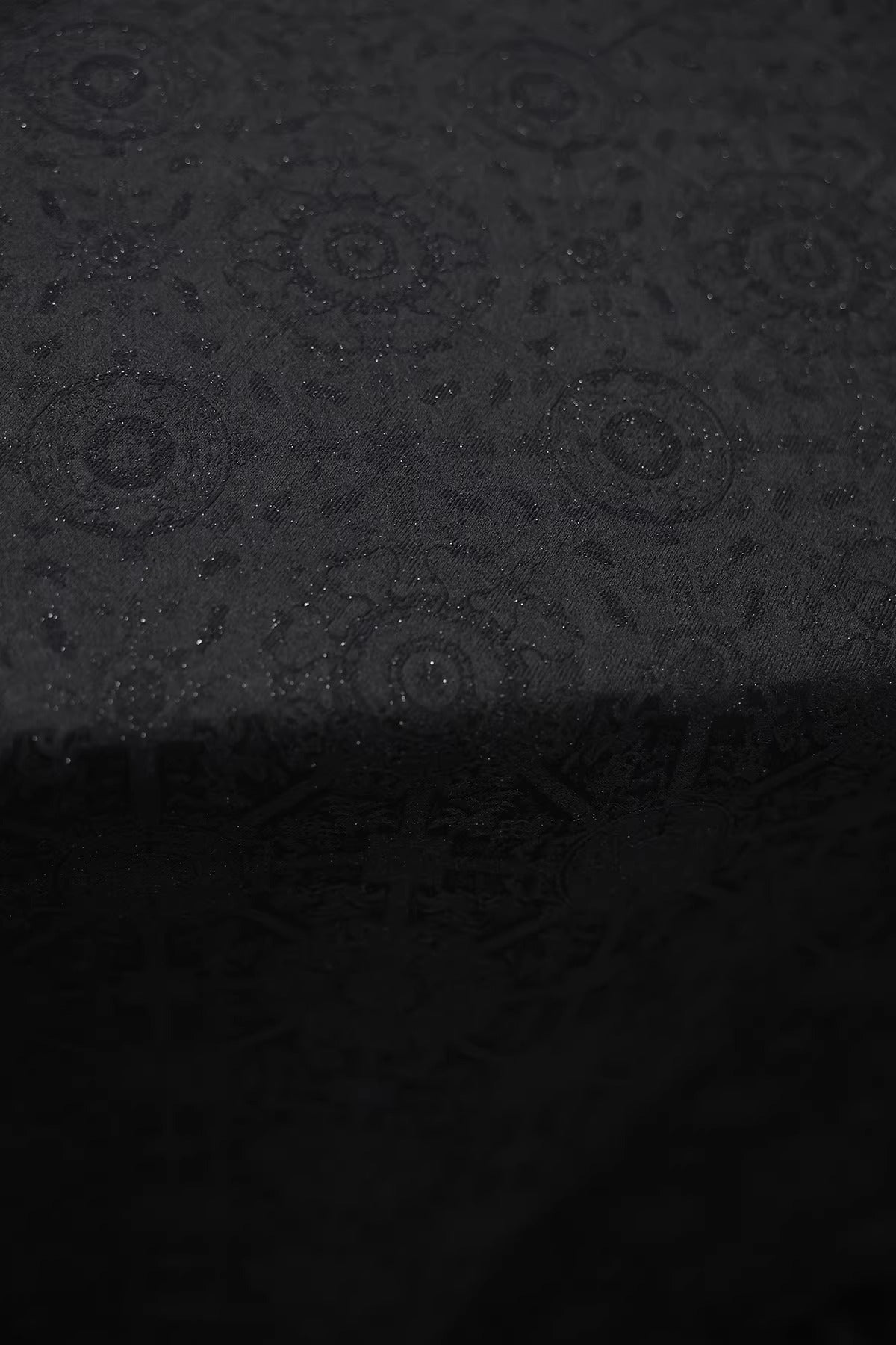 SJKSM012- Jacquard silk wool blend fabric, 45 momme ,black, 135cm wide by the yard