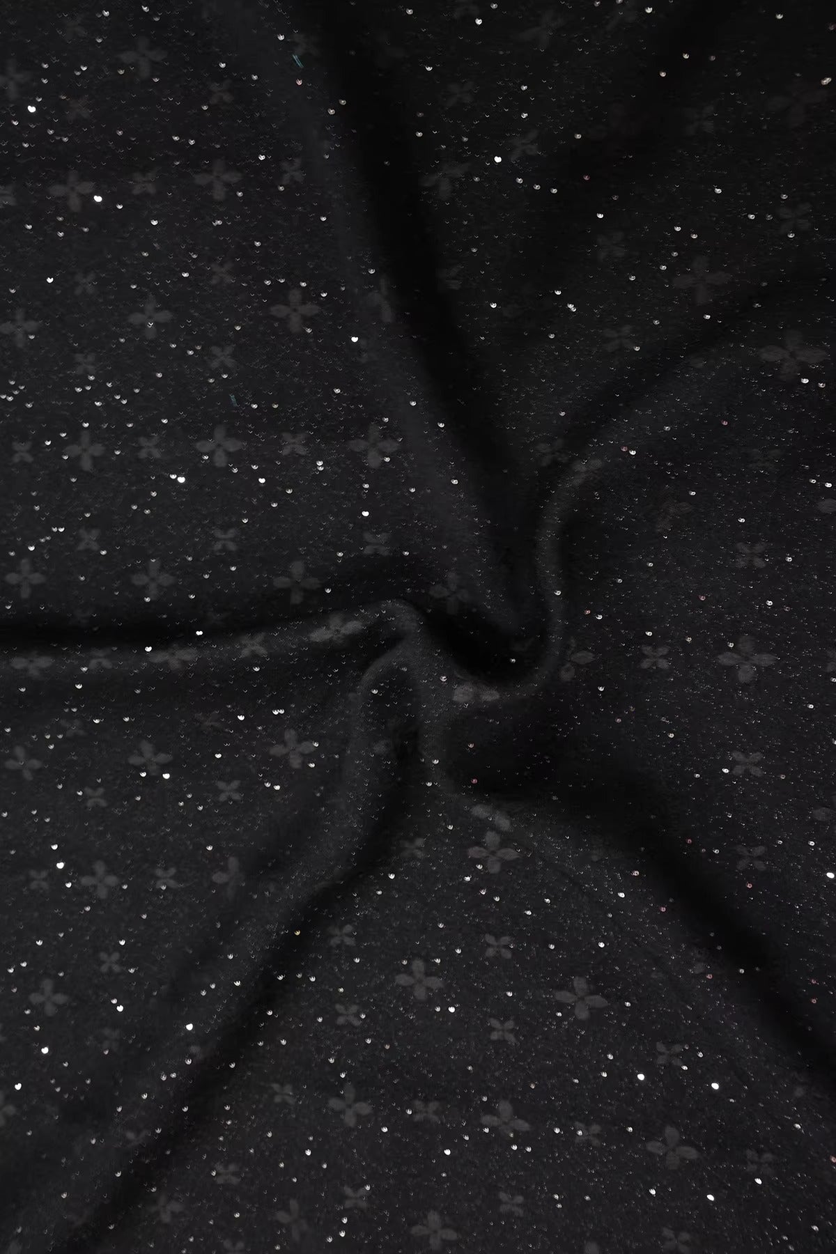 SJKSM008- Jacquard silk wool blend fabric,  55 momme ,flower black , 135cm wide by the yard