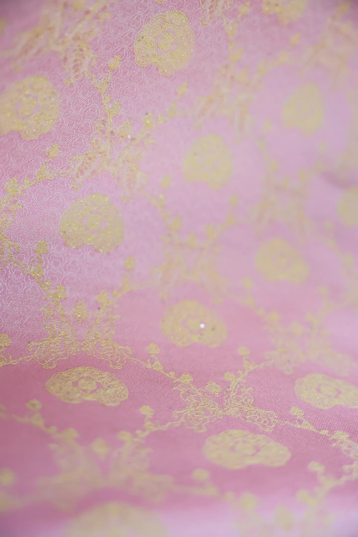 SJKSM007- Jacquard silk wool blend fabric,  53 momme , pink , 130cm wide by the yard