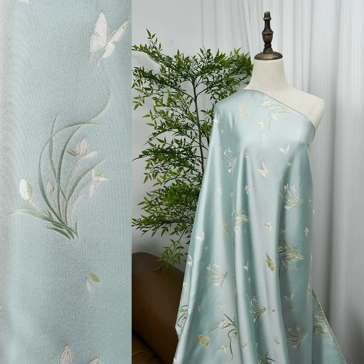 XYLDXSJ 兰花 - Gilt-Thread Song Brocade 织金宋锦, 38 momme 140cm wide by the yard