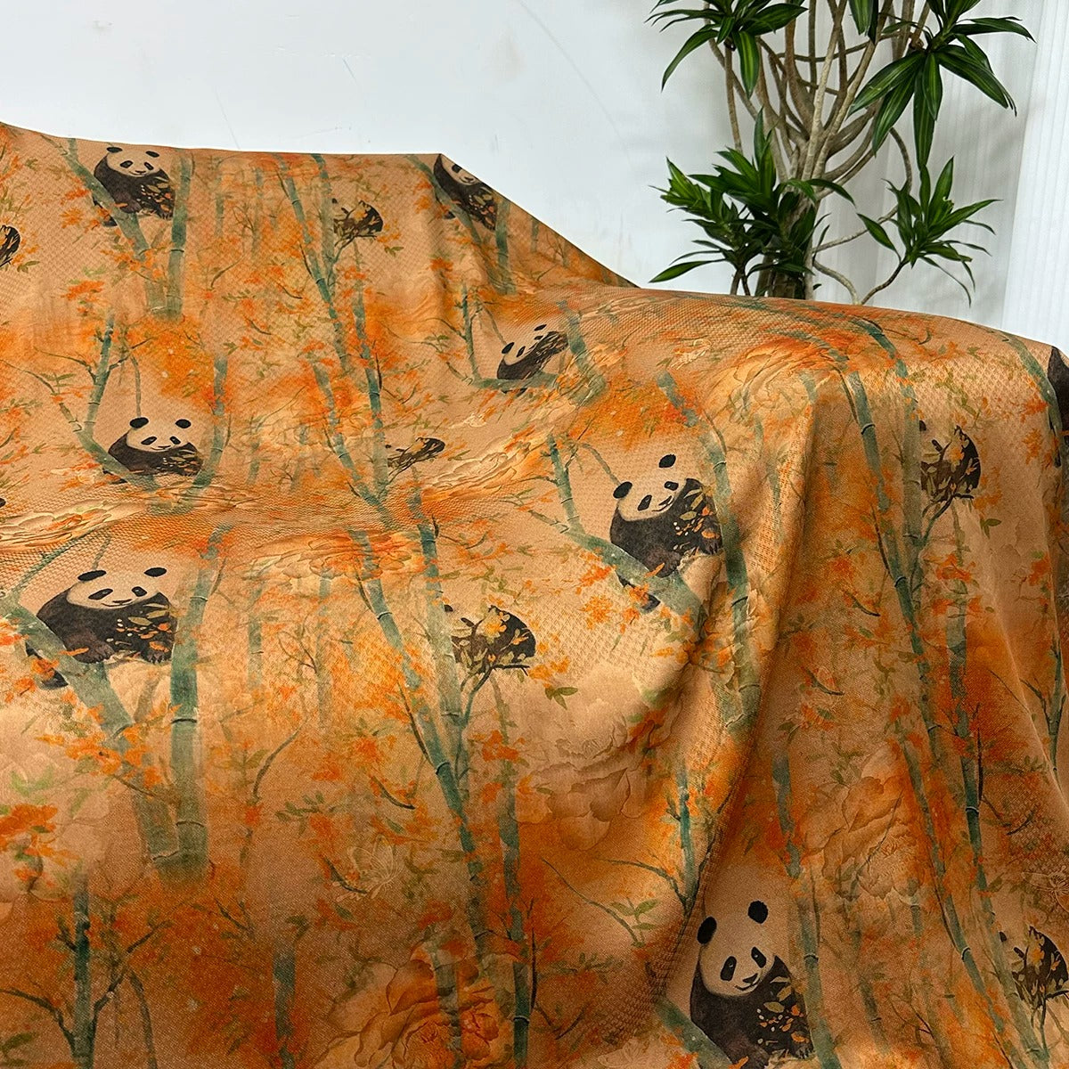 XYZLXM - Plant dyed HongYunSha Silk fabric, Openwork HUALUO, 25 momme 110cm wide by the Yard