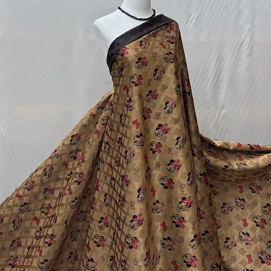 米奇   Mud Silk fabric, Jacquard HUALUO, 25 momme 110cm wide by the Yard