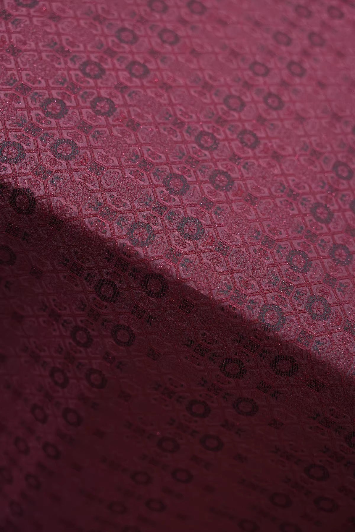 SJKSM004- Jacquard silk wool blend fabric,  45 momme ,wine red 135cm wide by the yard
