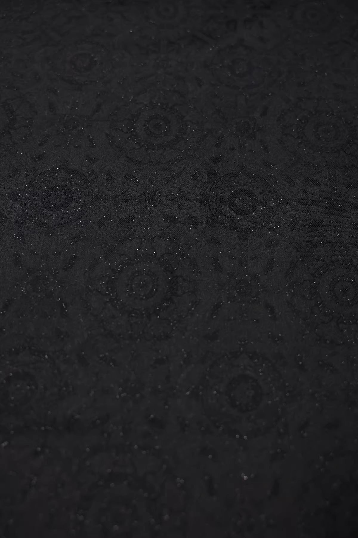 SJKSM012- Jacquard silk wool blend fabric, 45 momme ,black, 135cm wide by the yard