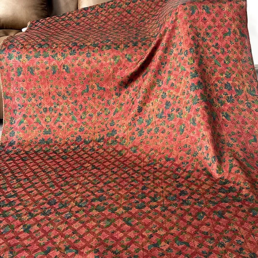 绛红    Mud Silk fabric, Jacquard HUALUO, 25 momme 110cm wide by the Yard
