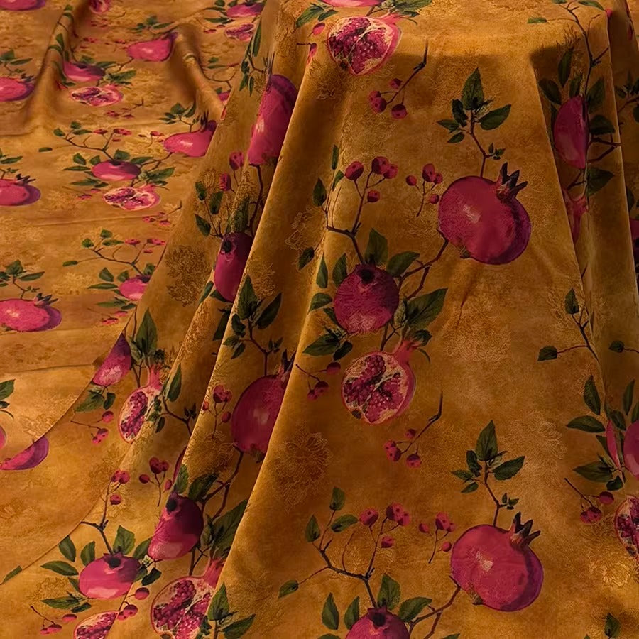XYHYS 红石榴- Jacquard HUALUO Hongyunsha silk fabric, 25 momme openwork texthture, 110cm by e Yard