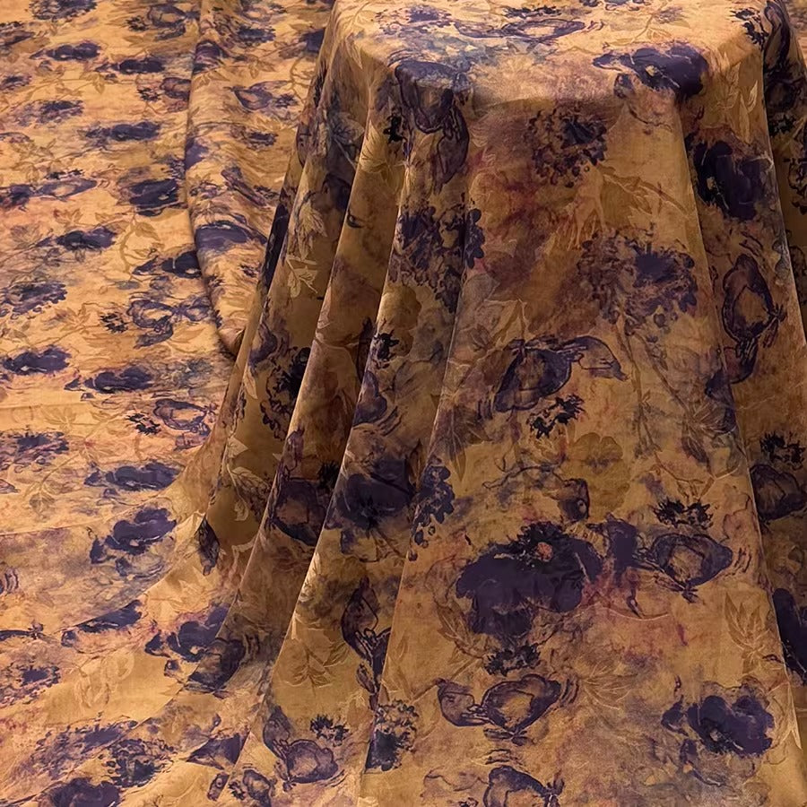 XYHYS 紫色花纹- Jacquard HUALUO Hongyunsha silk fabric, 25 momme openwork texthture, 110cm by e Yard