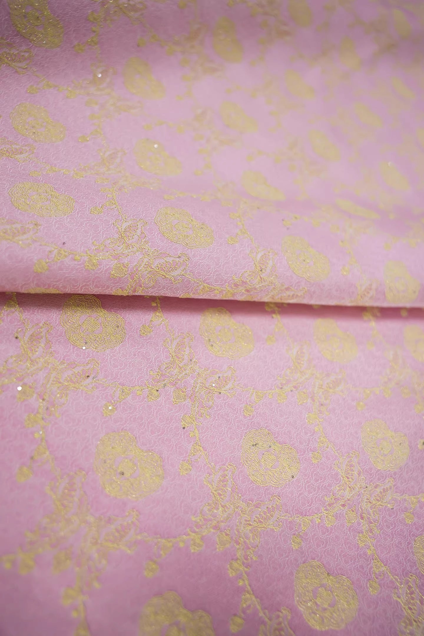 SJKSM007- Jacquard silk wool blend fabric,  53 momme , pink , 130cm wide by the yard