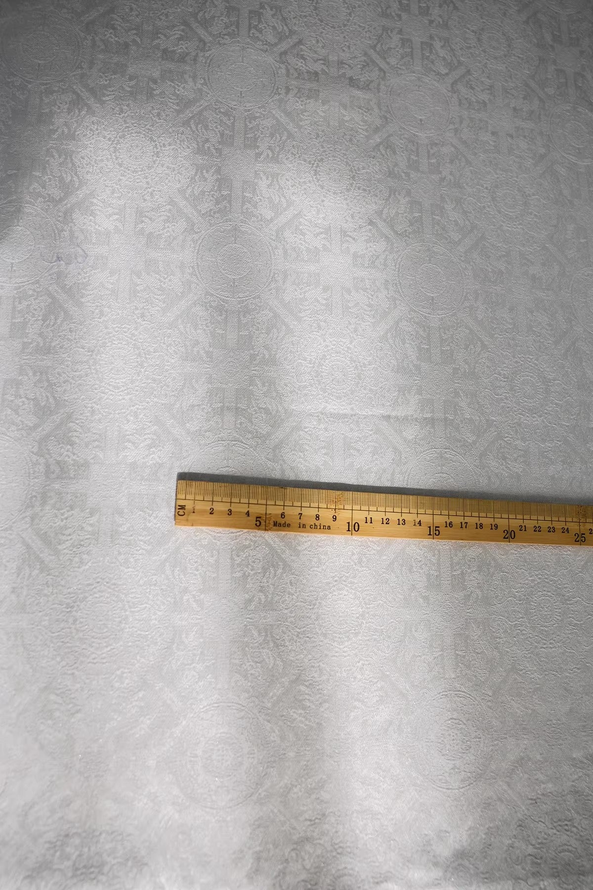 SJKSM009- Jacquard silk wool blend fabric,  45 momme ,white , 135cm wide by the yard